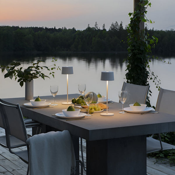 Rechargeable Dining Table Lamps on an outside table
