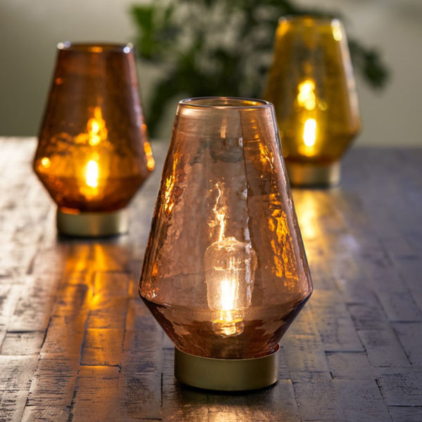 Battery Operated Tan Glass Lamp - sparkle.lighting