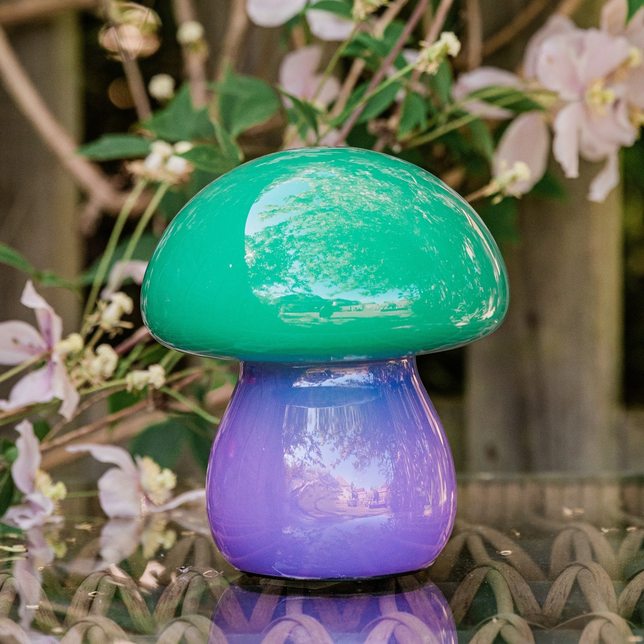 Green & Violet Ombre Mushroom Lamps - sparkle.lighting