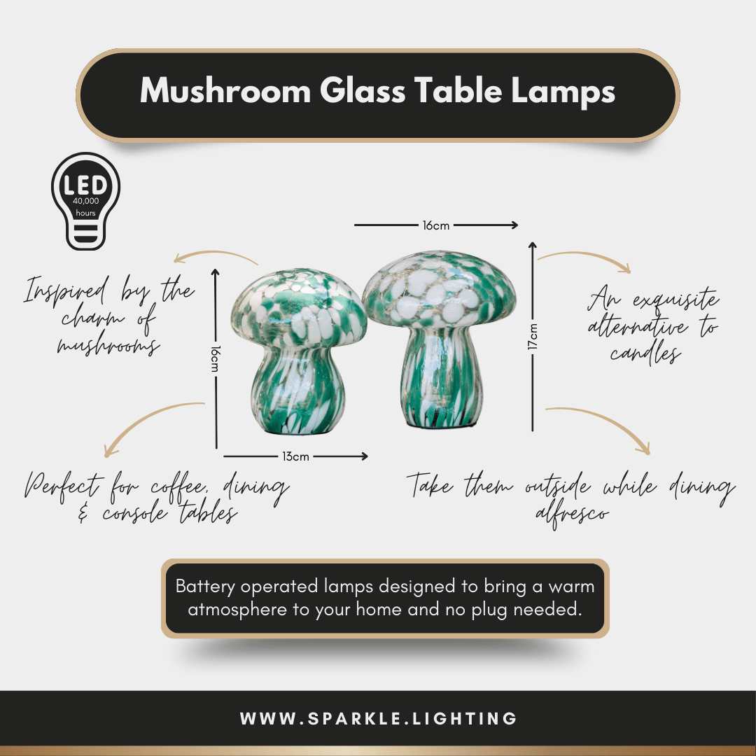 Green & White Mushroom Lamps - sparkle.lighting
