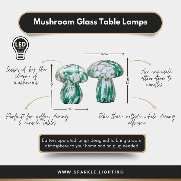 Green & White Mushroom Lamps - sparkle.lighting