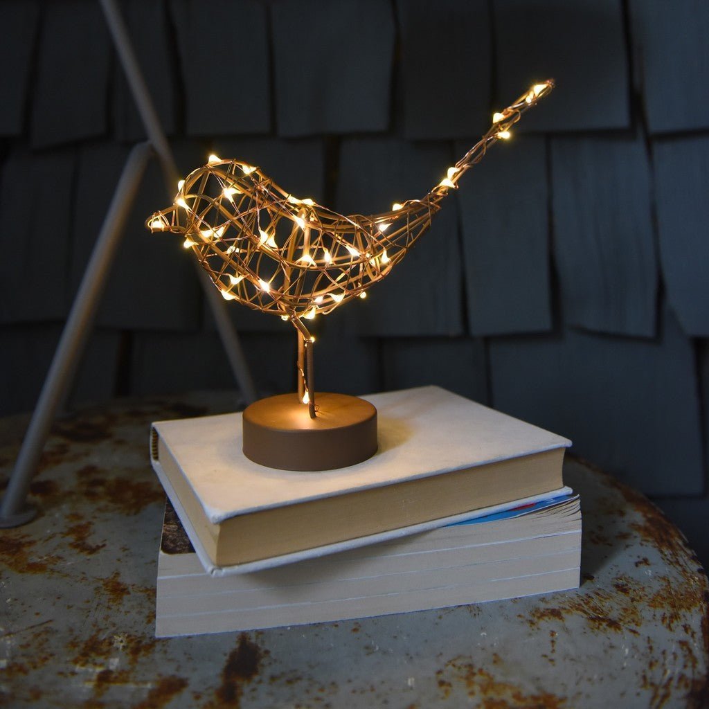 Light Up Copper Robin Table Lamp - sparkle.lighting