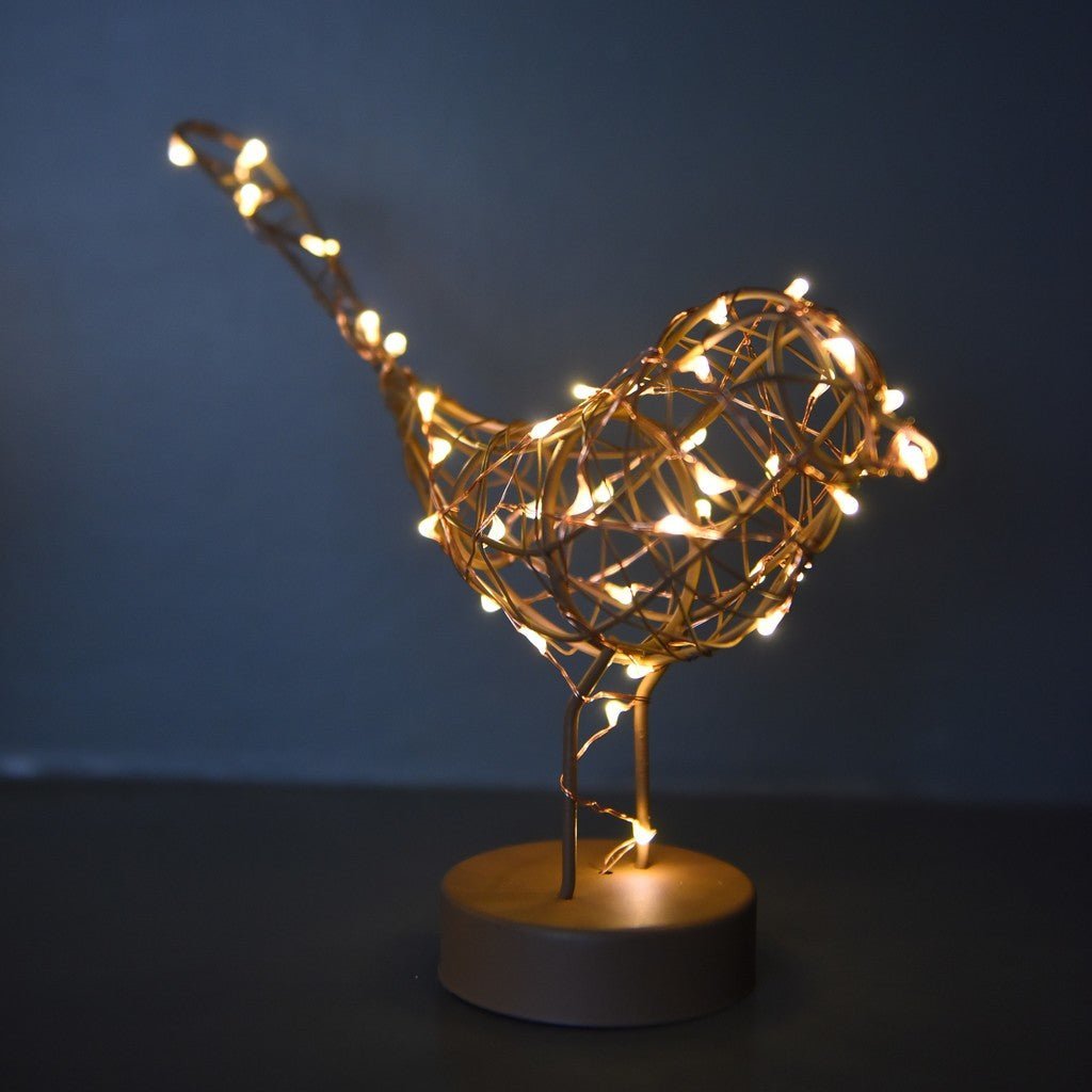 Light Up Copper Robin Table Lamp - sparkle.lighting
