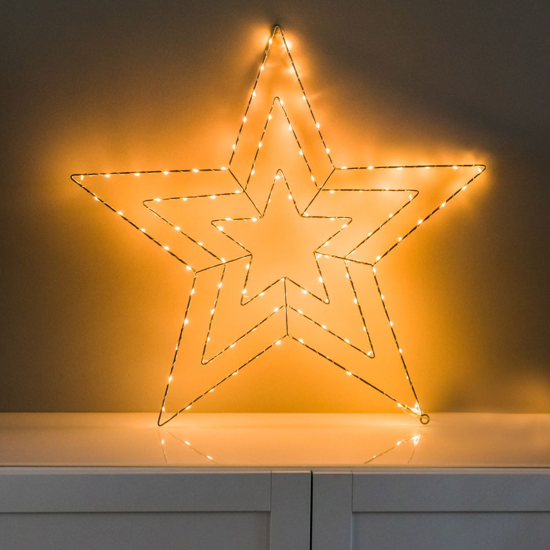 Metal Gold Star With Lights - sparkle.lighting