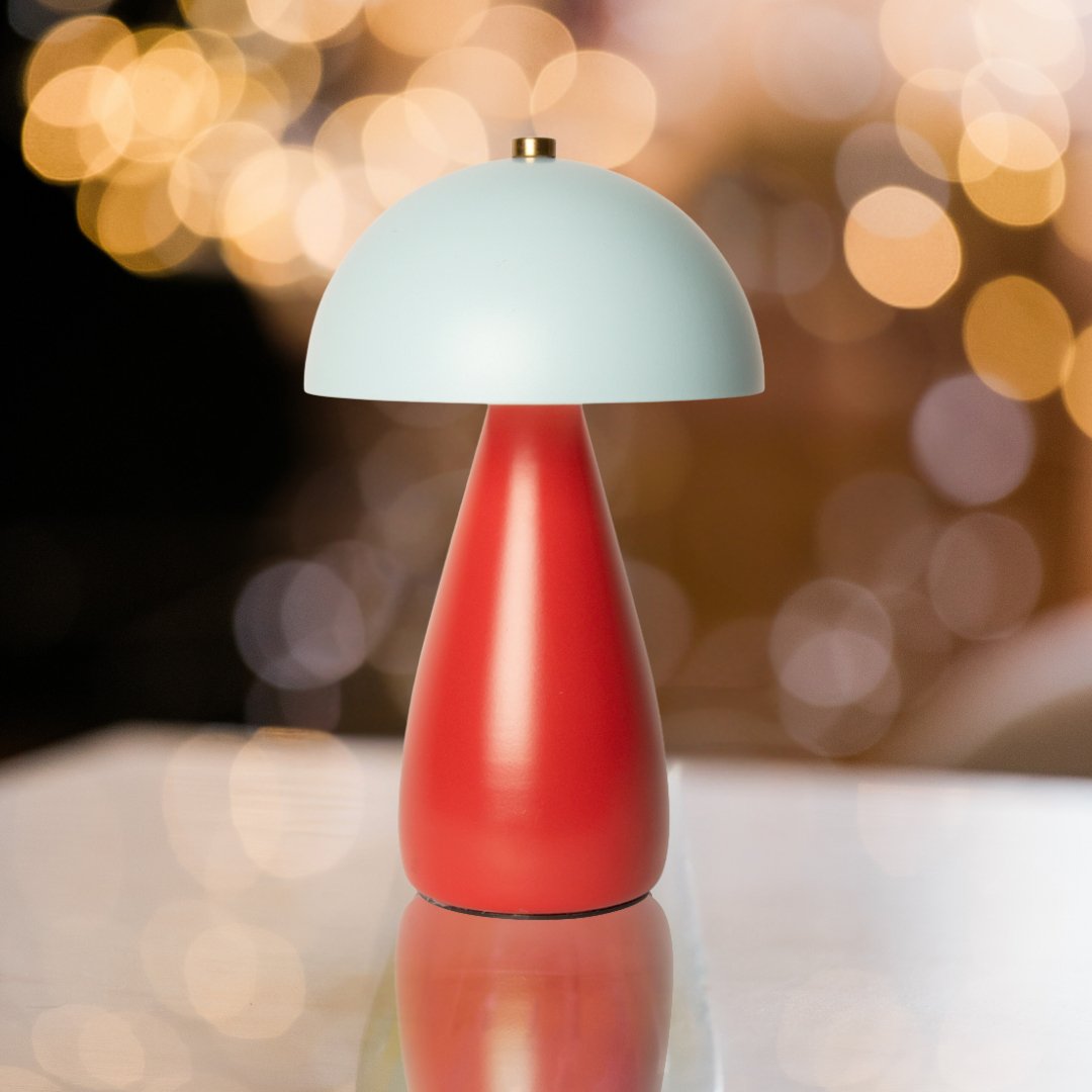 Mint Red Mushroom Rechargeable Lamp - sparkle.lighting