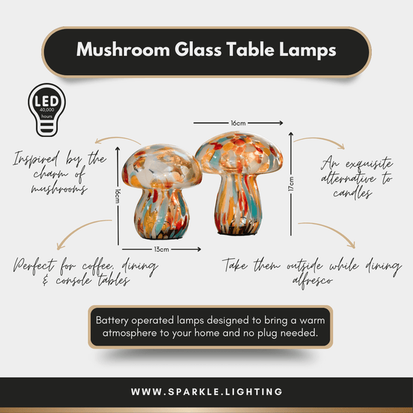 Mushroom Glass Battery Table Lamps - sparkle.lighting