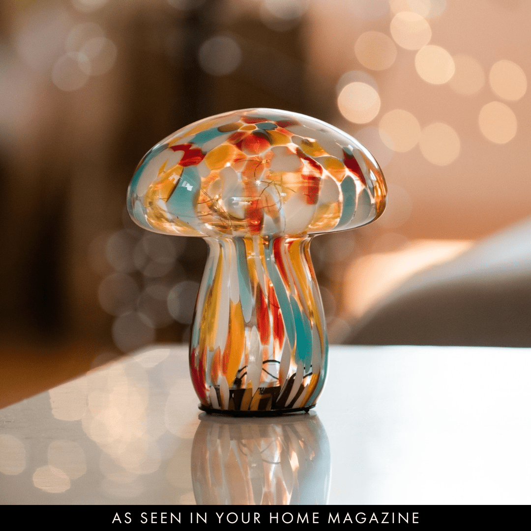 Red & Mint Mushroom Lamps - sparkle.lighting