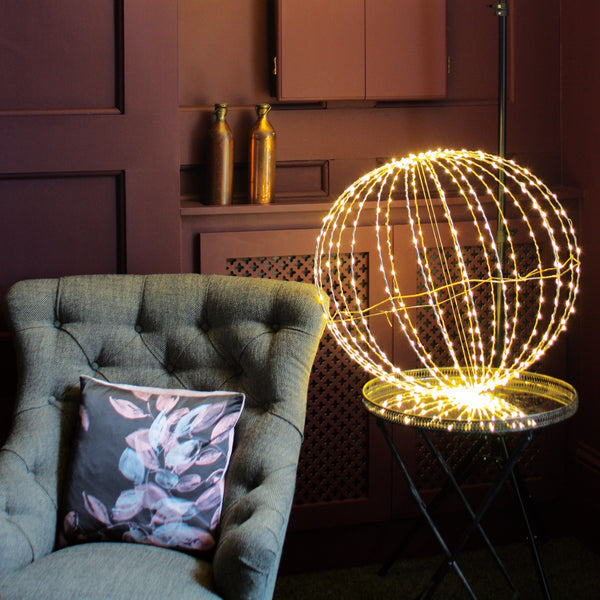 Silver Sphere With Lights - sparkle.lighting