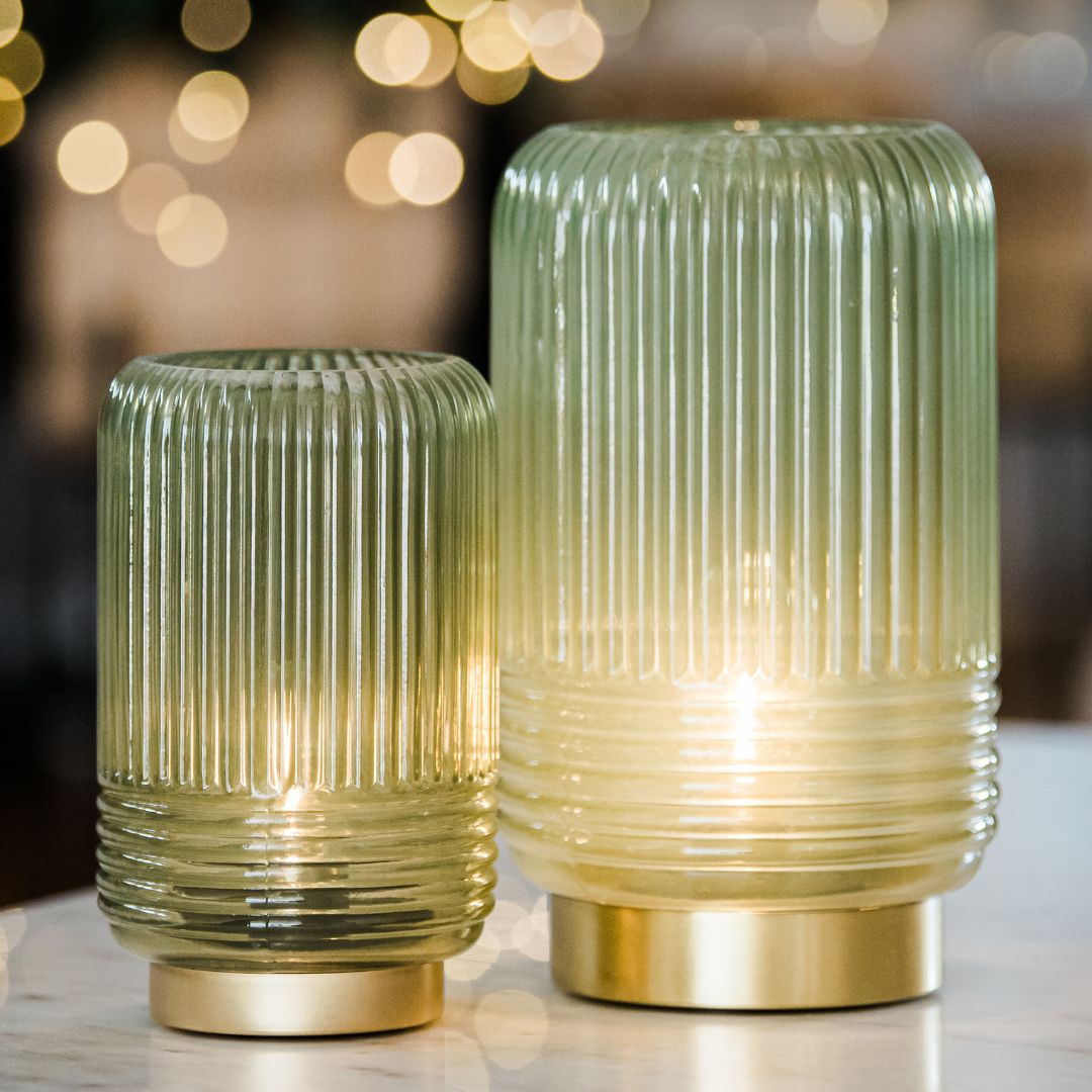 Cordless Glass Ribbed Battery Lamps