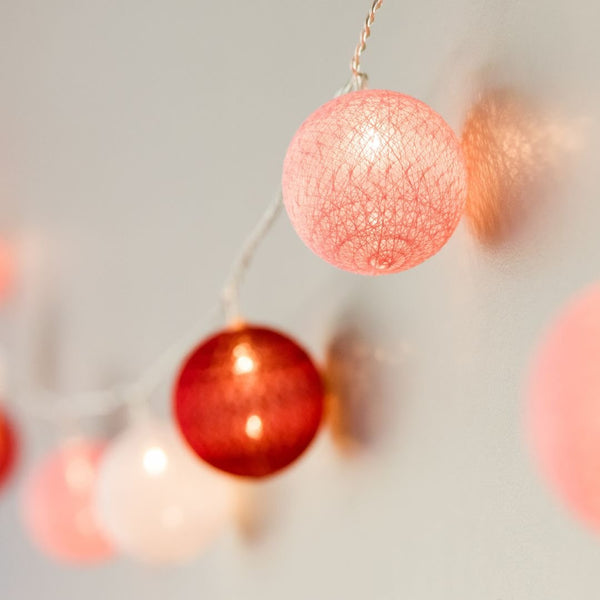 Pink Cotton Ball Fairy Lights - sparkle.lighting