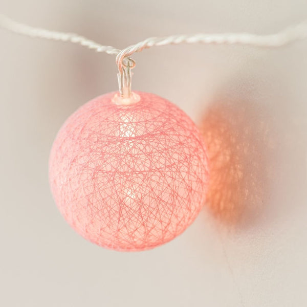 Pink Cotton Ball Fairy Lights - sparkle.lighting