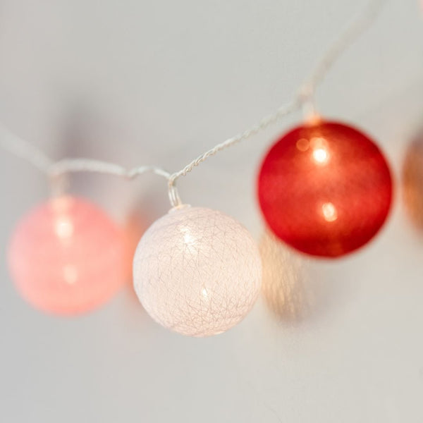 Pink Cotton Ball Fairy Lights - sparkle.lighting