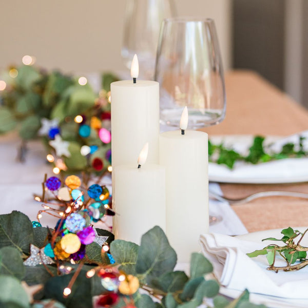 Trio of LED Pillar Candles - sparkle.lighting