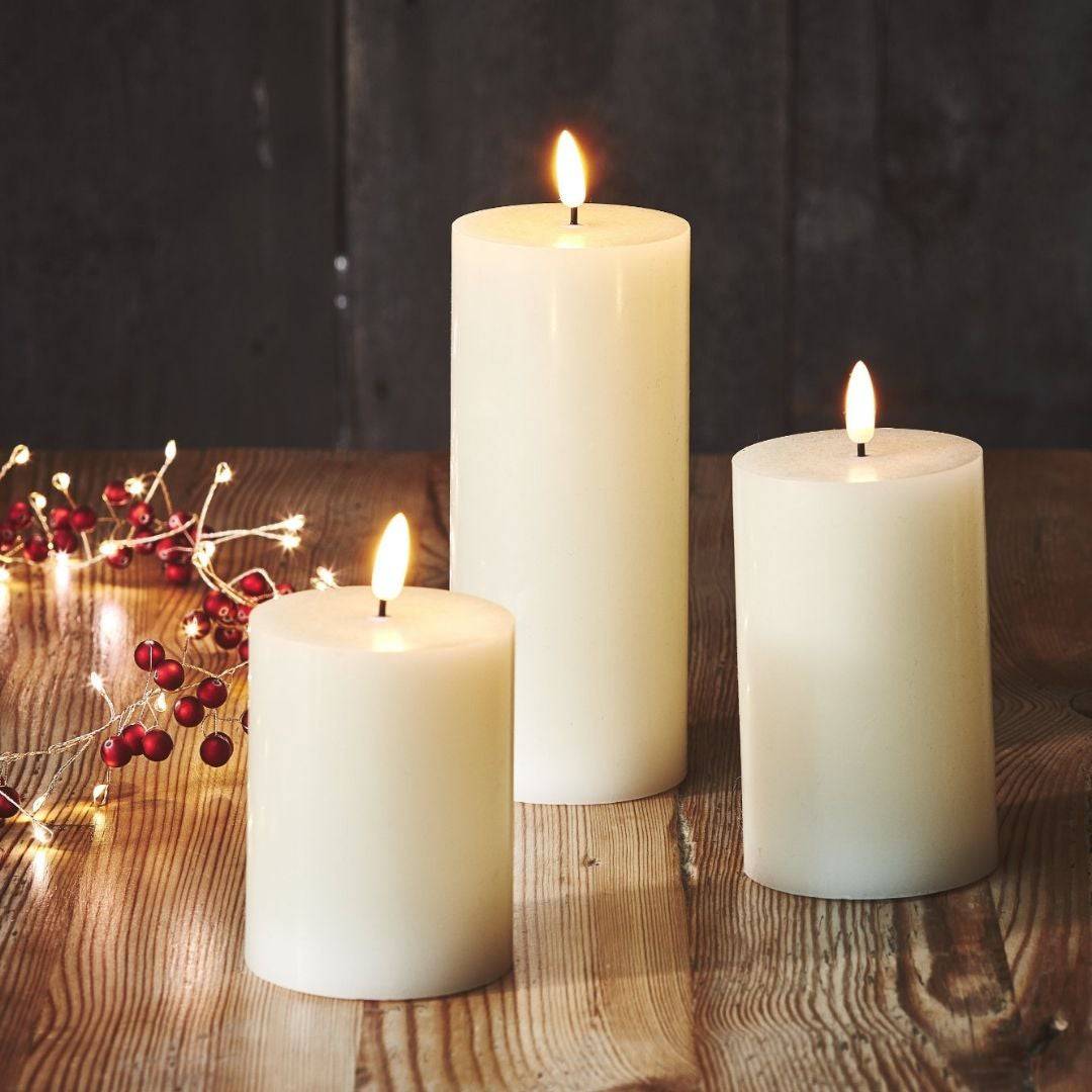 Trio of Pillar Candles 7.5cm - sparkle.lighting