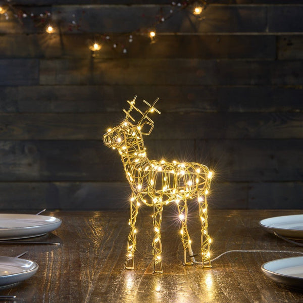 Wire Gold Reindeer With Lights - sparkle.lighting