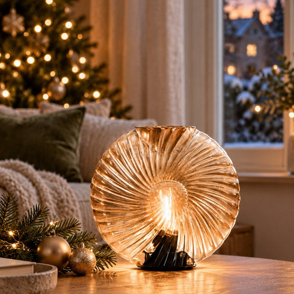 Cordless Tan Swirl Glass Table Lamps