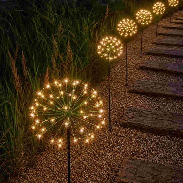 6x Green Dandelion Dual - Powered Stake Light - Solar & Battery - sparkle.lighting