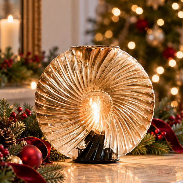 Cordless Tan Swirl Glass Table Lamps