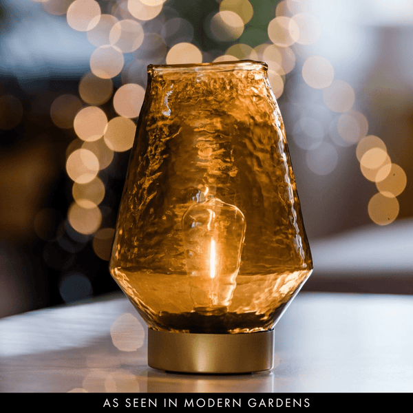 Battery Operated Tan Glass Lamp - sparkle.lighting