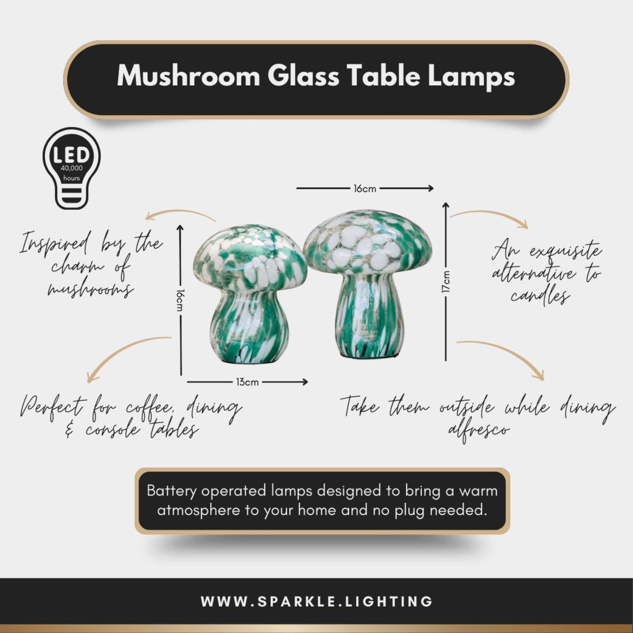 Blue & Green Mushroom Lamps - sparkle.lighting