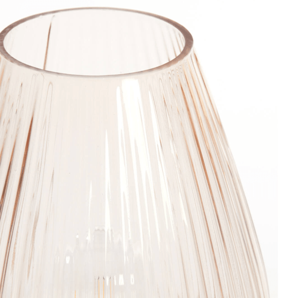 Blush Pink Glass Ribbed Battery Lamp - sparkle.lighting