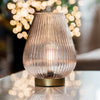 Blush Pink Glass Ribbed Battery Lamp - sparkle.lighting