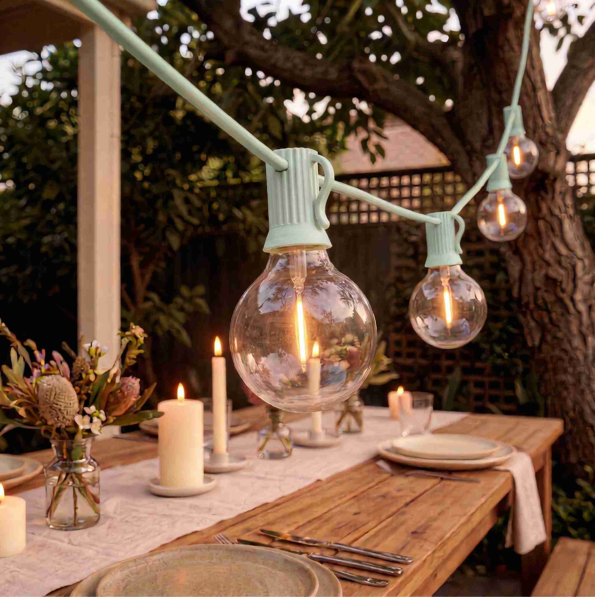 Colourful Festoon Lights - Mint Green - sparkle.lighting