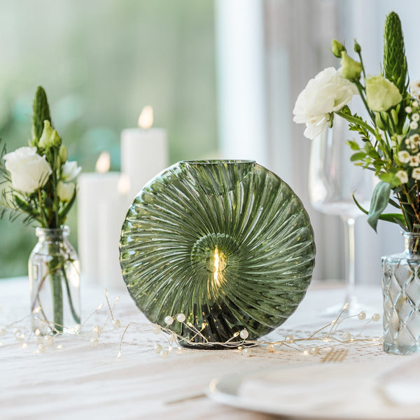 Cordless Dark Green Swirl Glass Table Lamps - sparkle.lighting