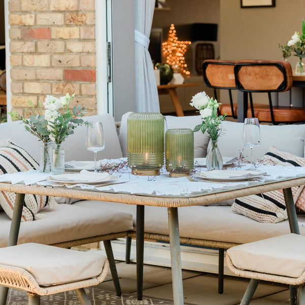 Cordless Green Ribbed Glass Lamps - sparkle.lighting