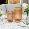 Cordless Tan Ribbed Glass Lamps - sparkle.lighting