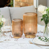 Cordless Tan Ribbed Glass Lamps - sparkle.lighting