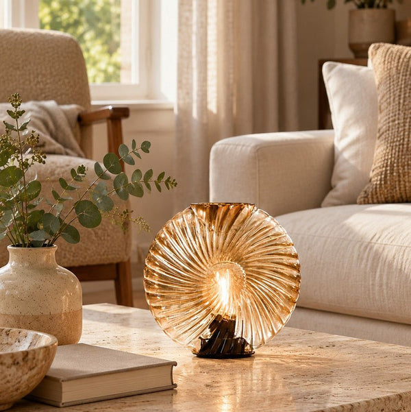 Cordless Tan Swirl Glass Table Lamps - sparkle.lighting