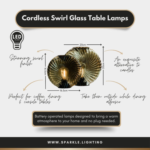 Cordless Tan Swirl Glass Table Lamps - sparkle.lighting