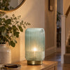 Cordless Tiffany Blue Ribbed Glass Lamps - sparkle.lighting