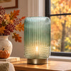 Cordless Tiffany Blue Ribbed Glass Lamps - sparkle.lighting