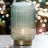 Cordless Tiffany Blue Ribbed Glass Lamps - sparkle.lighting