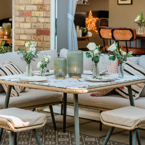 Cordless Tiffany Blue Ribbed Glass Lamps - sparkle.lighting