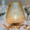 Cordless Yellow Glass Fluted Ribbed Battery Lamp - sparkle.lighting