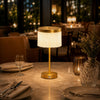 Cream Fringed Antique Bronze Rechargeable Table Lamp - sparkle.lighting