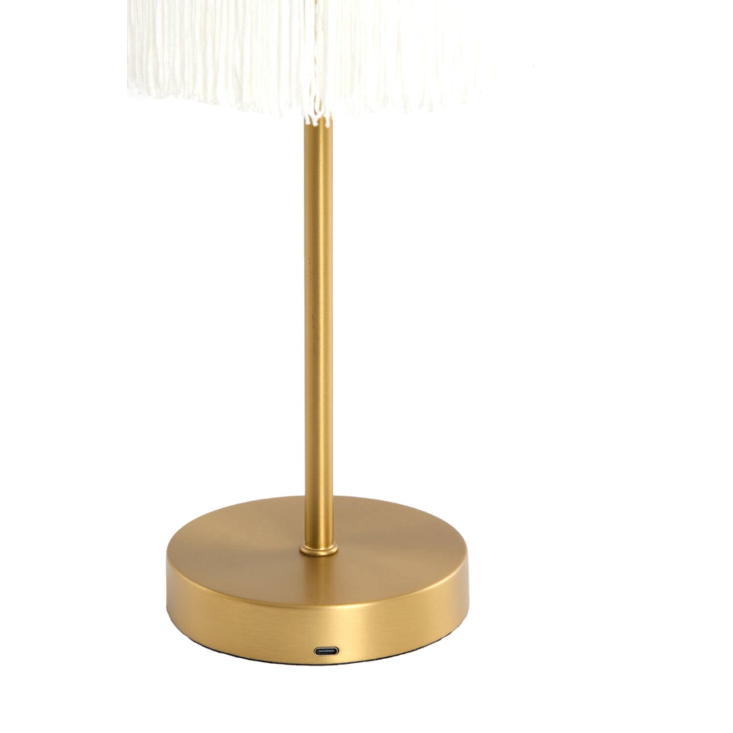 Cream Fringed Antique Bronze Rechargeable Table Lamp - sparkle.lighting