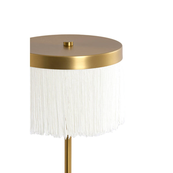 Cream Fringed Antique Bronze Rechargeable Table Lamp - sparkle.lighting