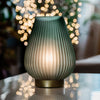 Emerald Green Opaque Glass Fluted Ribbed Battery Lamp - sparkle.lighting