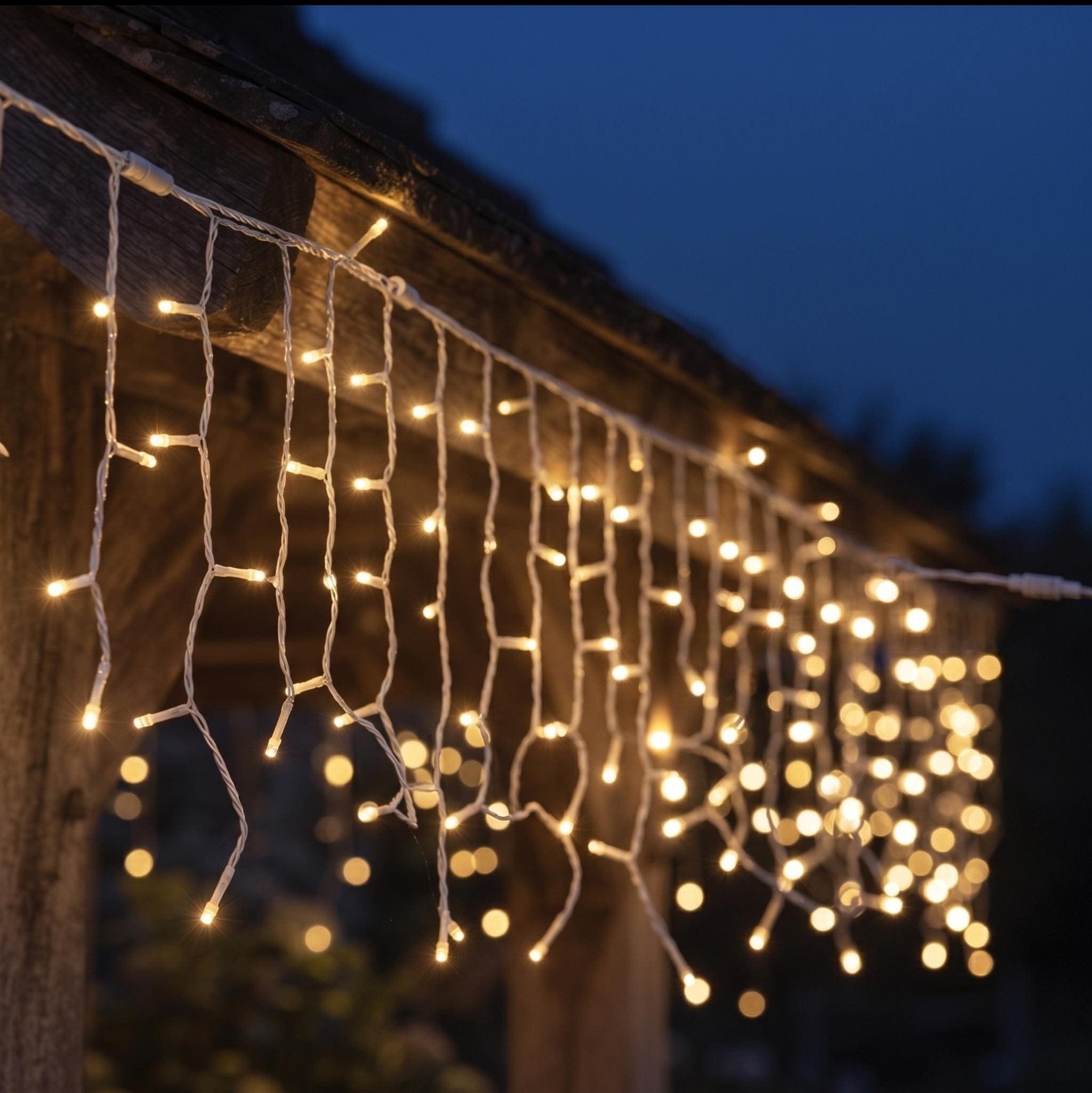 Falling Snow Icicle Lights - sparkle.lighting