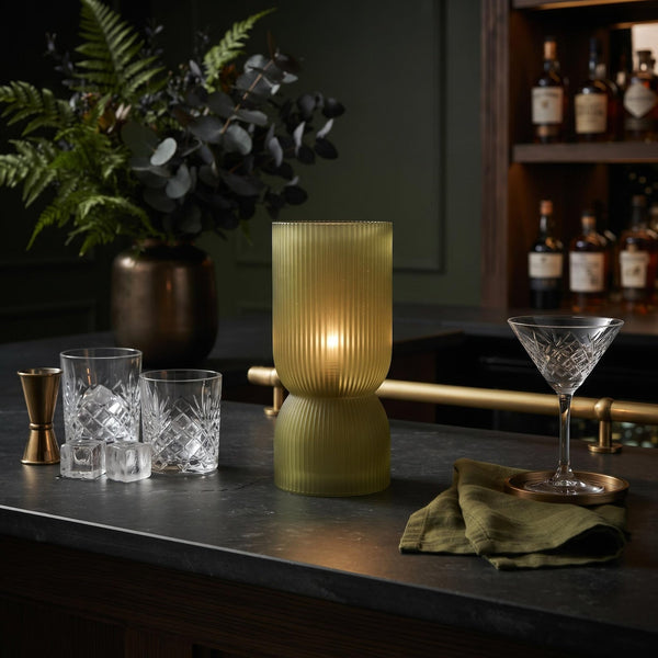 Fine Olive Green Ribbed Battery Powered Table Lamp - sparkle.lighting