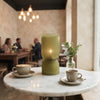 Fine Olive Green Ribbed Battery Powered Table Lamp - sparkle.lighting