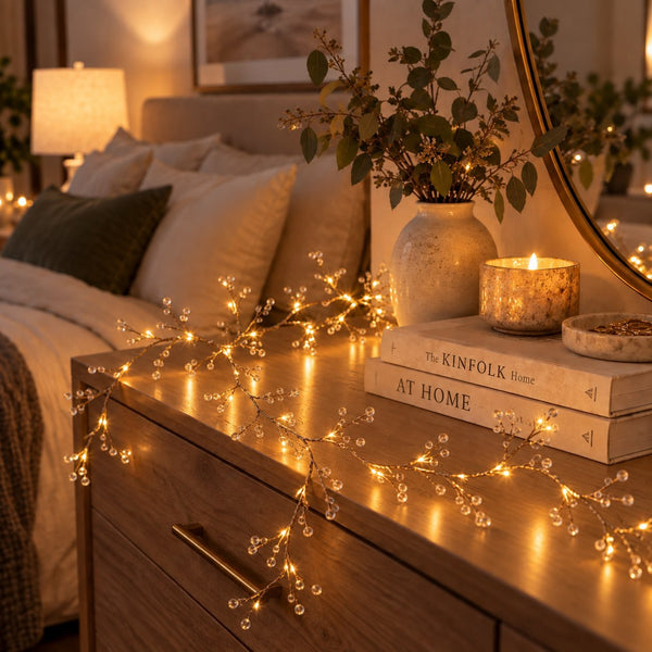 Gold Jewelled Light Up Fairy Light Garland - sparkle.lighting