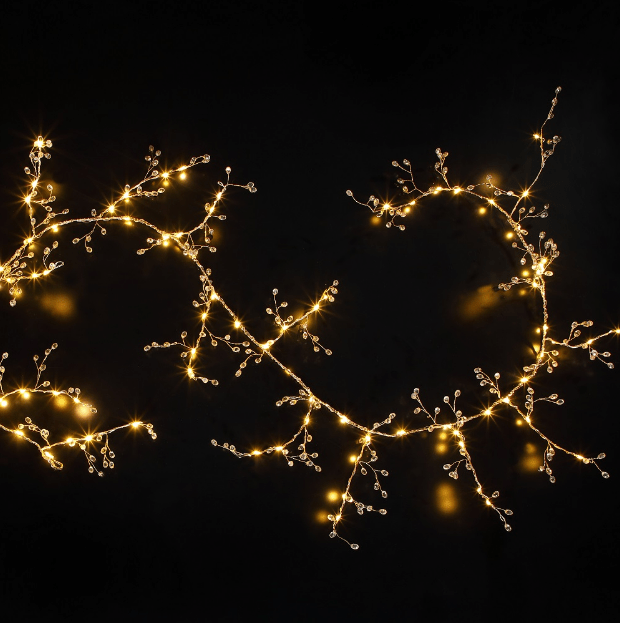 Gold Jewelled Light Up Garland - sparkle.lighting