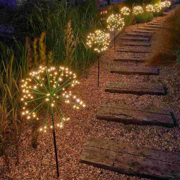 Green Dandelion Dual - Powered Stake Light - Solar & Battery - sparkle.lighting