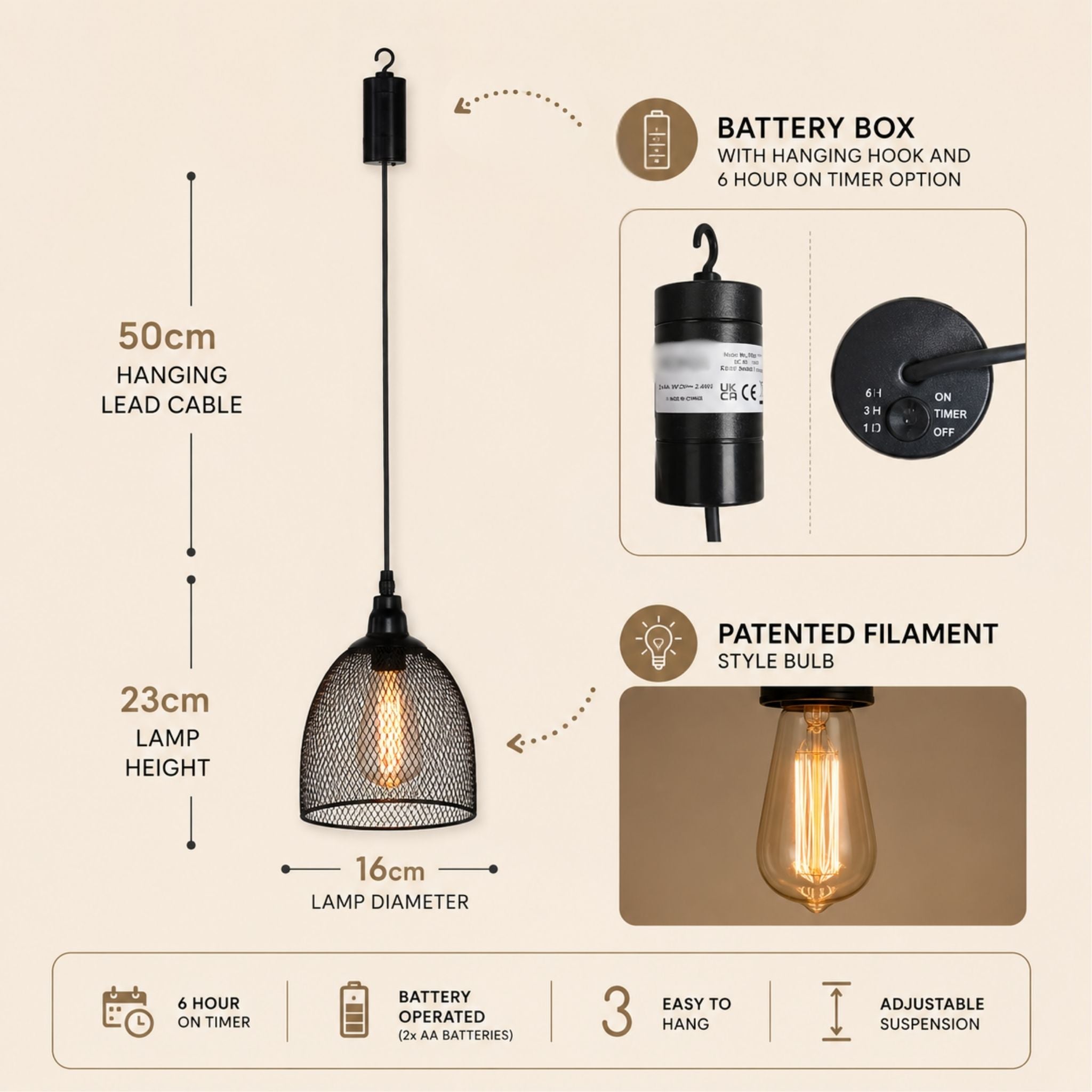 Battery Operated Bell Pendant Lights