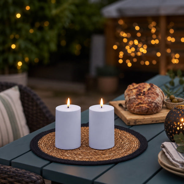 LED Outdoor Pillar Candles - Set of 2 - sparkle.lighting